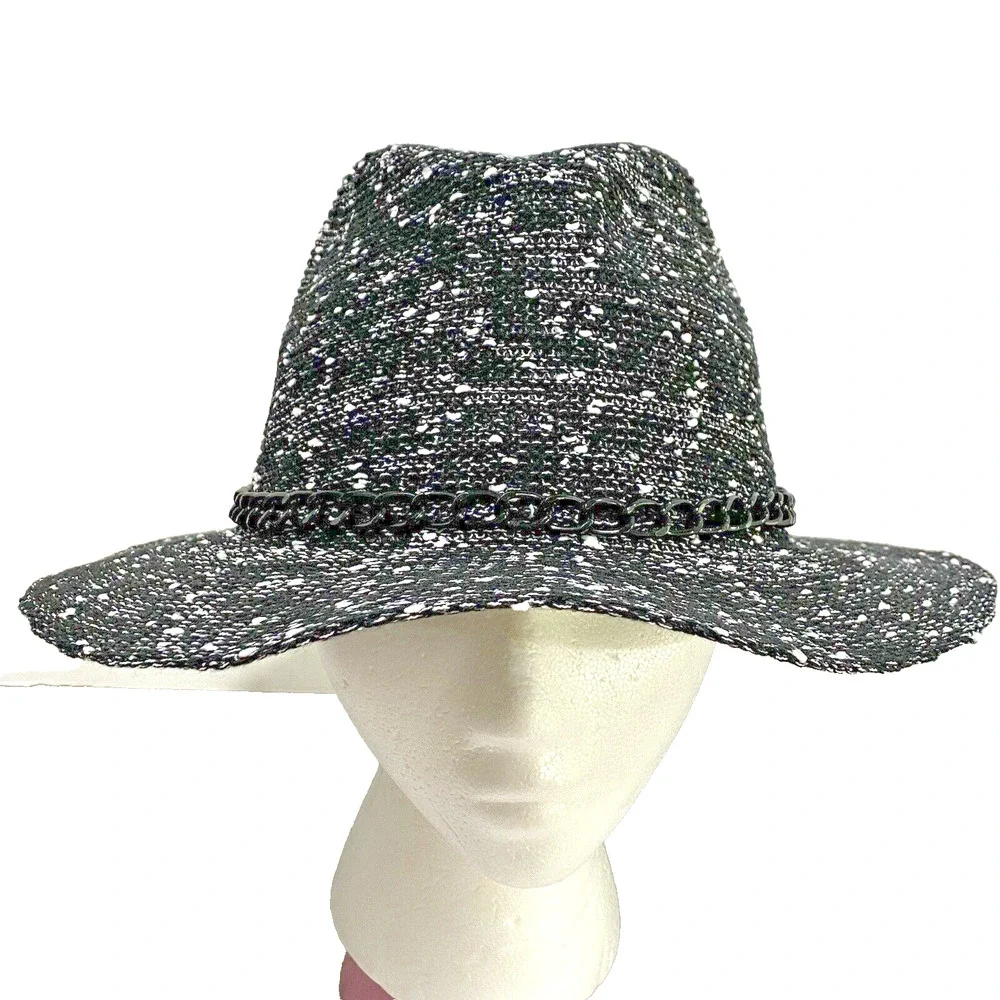Juicy Couture Ladies Black & White Texture Fedora Hat Stylish Fashion Statement